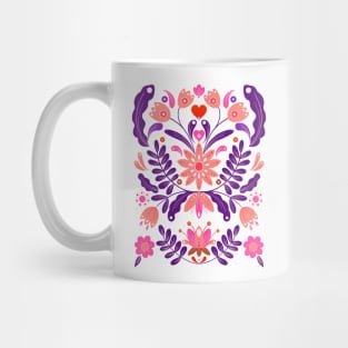 Coral pink and purple rustic floral motif Mug
